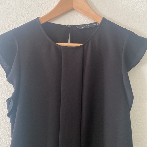 ZARA blackruffle sleeve top - Picture 2 of 4